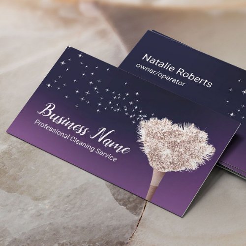 House Cleaning Maid Feather Duster Deep Purple Business Card