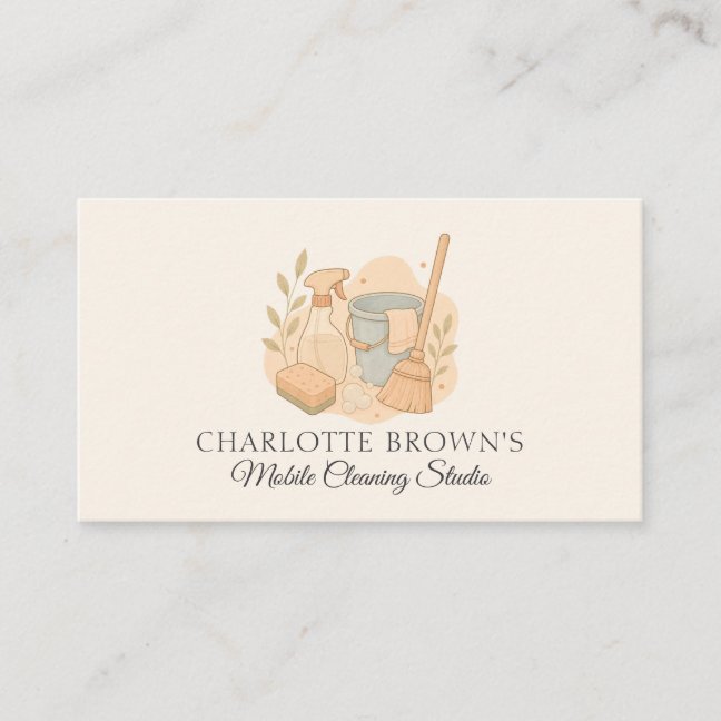House Cleaning Maid Janitorial Business Card