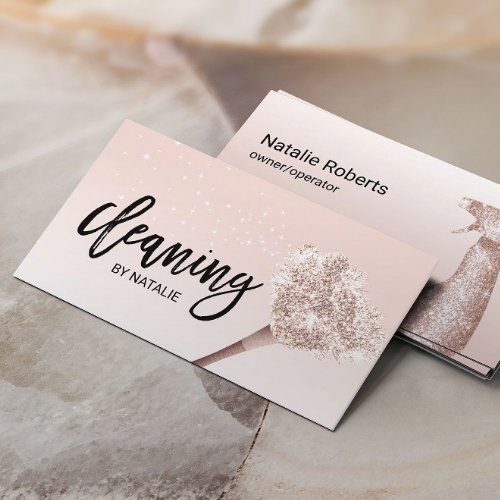 House Cleaning Maid Service Blush Pink Typography Business Card