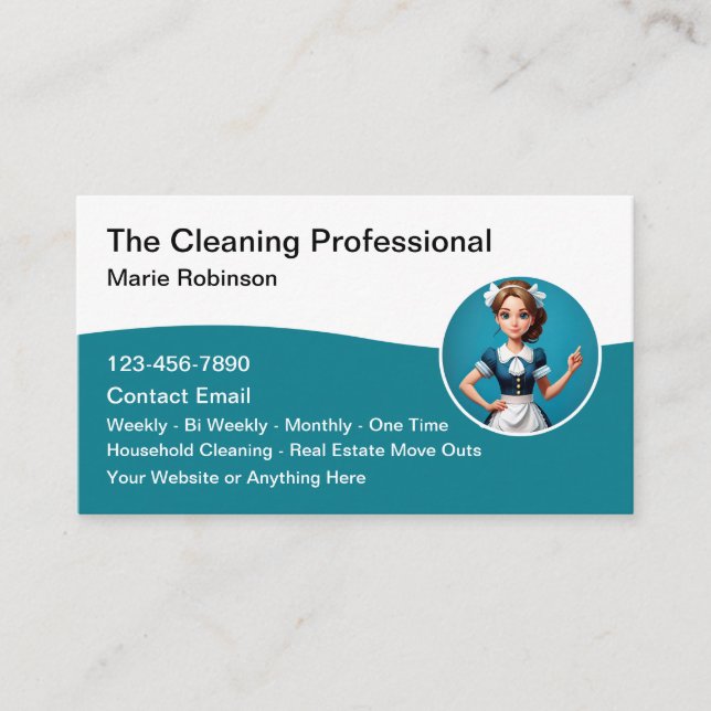 House Cleaning Maid Service Business Card (Front)