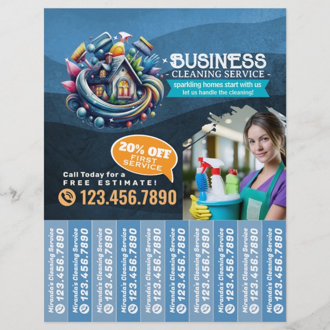 House cleaning Maid Service Flyer Tear Off Strips (Front)