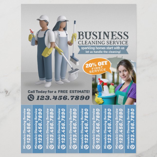 House cleaning Maid Service Flyer Tear Off Strips (Front)