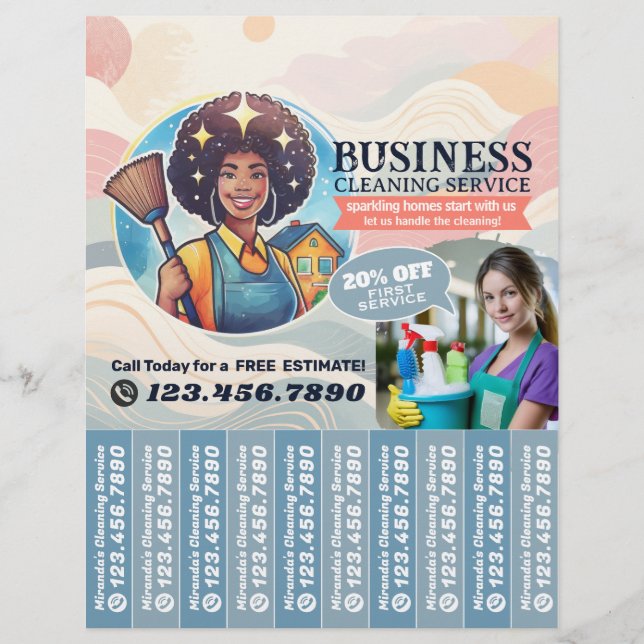 House cleaning Maid Service Flyer Tear Off Strips (Front)