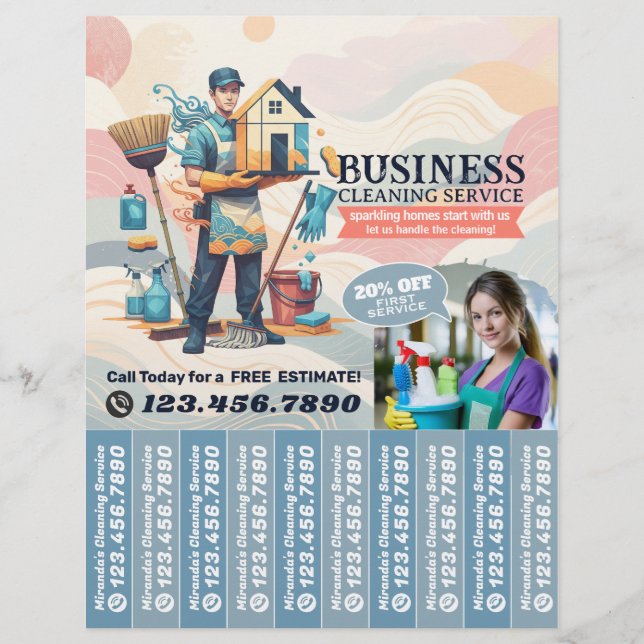 House cleaning Maid Service Flyer Tear Off Strips (Front)