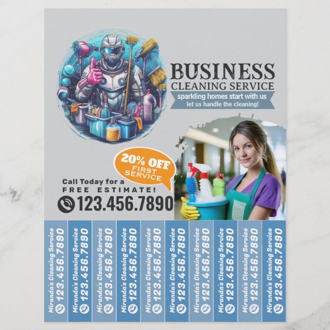 House cleaning Maid Service Flyer Tear Off Strips (Front)