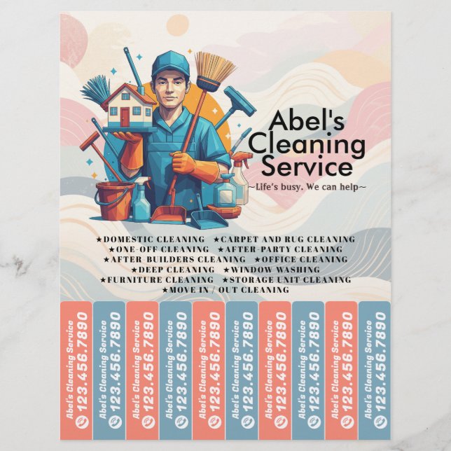 House cleaning Maid Service Flyer Tear Off Strips (Front)