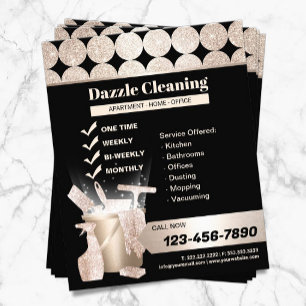 House Cleaning Maid Service Geometric Black Gold  Flyer