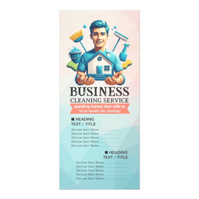 House Cleaning Maid Service Housekeeping Price Rack Card (Front)