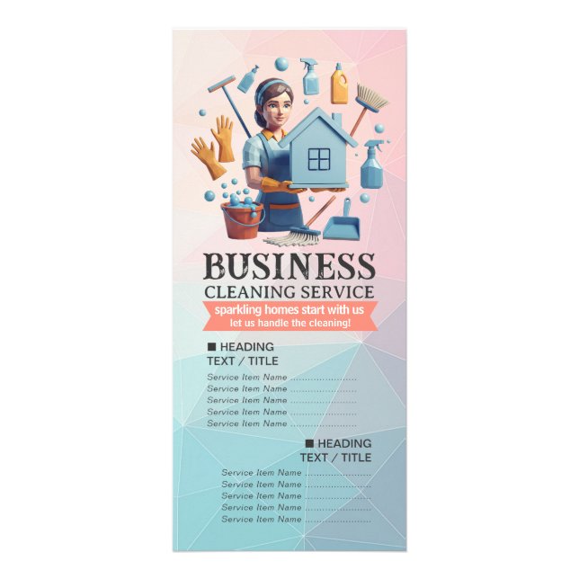 House Cleaning Maid Service Housekeeping Price Rack Card (Front)