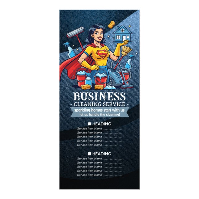 House Cleaning Maid Service Housekeeping Price Rack Card (Front)