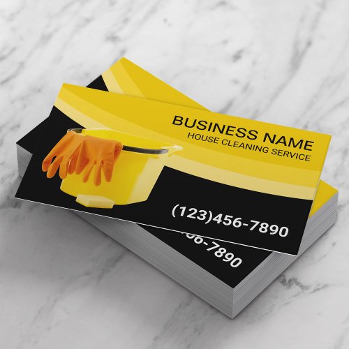 House Cleaning Maid Service Modern Gold Curves Business Card