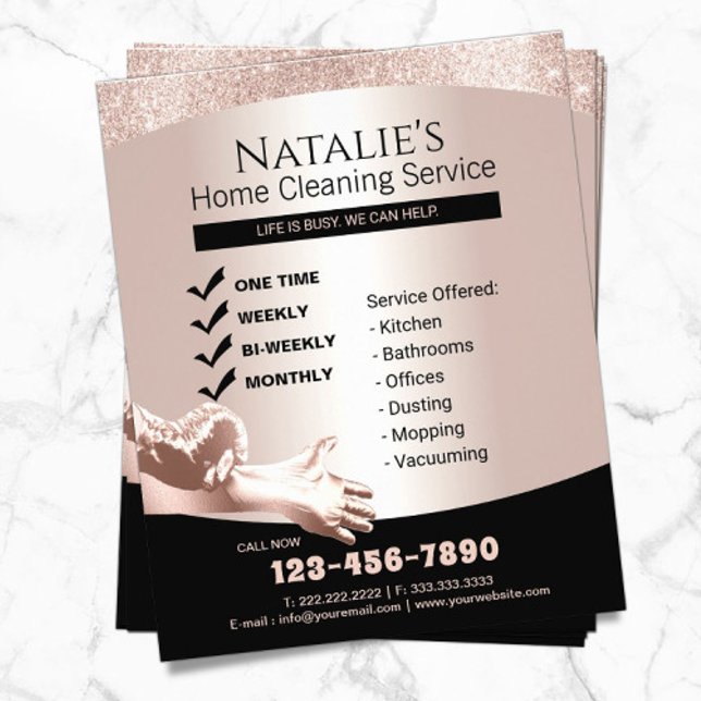 House Cleaning Maid Service Modern Rose Gold  Flyer (Creator Uploaded)