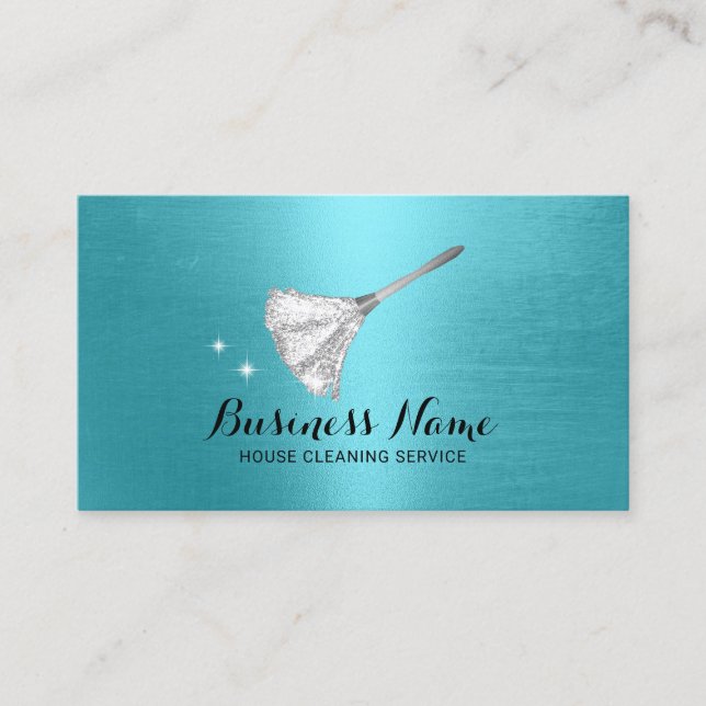 House Cleaning Maid Service Modern Turquoise Business Card Zazzle