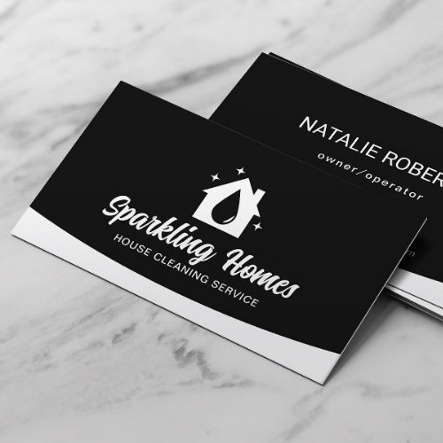 House Cleaning  Maid Service Plain Black Business Card