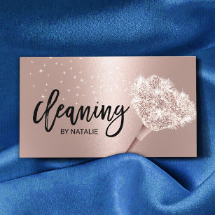 House Cleaning Maid Service Rose Gold Typography Business Card