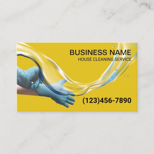 House Cleaning Maid Service Water Flows Gold Business Card (Front)
