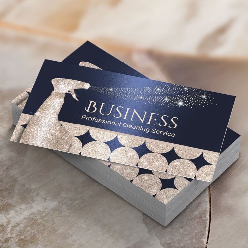  House Cleaning Modern Navy  Gold Maid Service Business Card