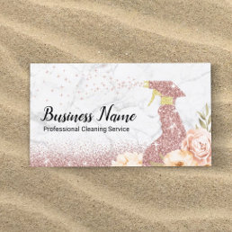 House Cleaning Modern Rose Gold Glitter Marble  Business Card