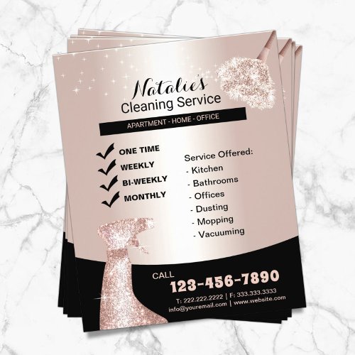 House Cleaning Modern Rose Gold Maid Service Flyer