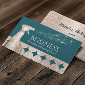 House Cleaning Modern Teal & Gold Maid Service Business Card
