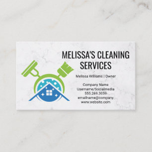 House Cleaning Mop Broom Logo Business Card