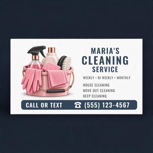 House Cleaning Pink Navy Blue Professional Business Card