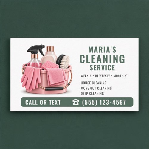 House Cleaning Pink Sage Green Professional Business Card