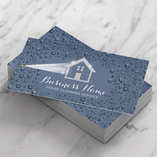 House Cleaning Power Wash Dusty Blue Cleaning Business Card