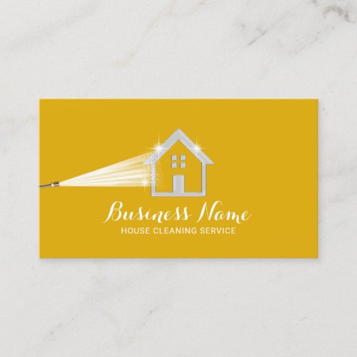 House Cleaning Power Wash Roof Cleaning Gold Business Card