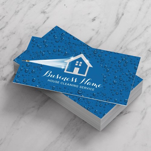 House Cleaning Pressure Washing Blue Cleaning Business Card