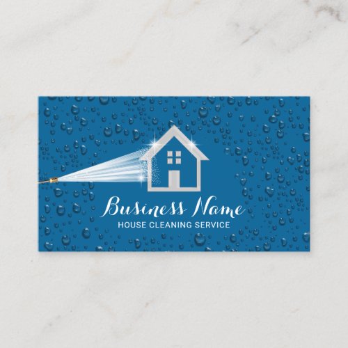 House Cleaning Pressure Washing Blue Cleaning Business Card