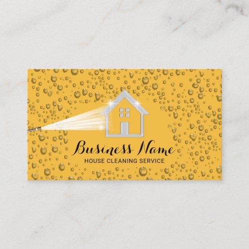 House Cleaning Pressure Washing Gold Cleaning Business Card