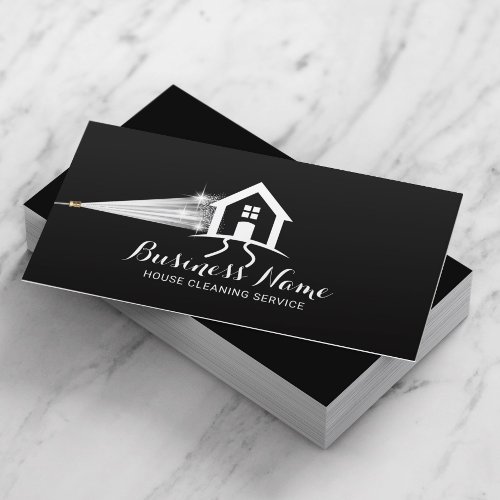 House Cleaning Pressure Washing House Logo Black Business Card