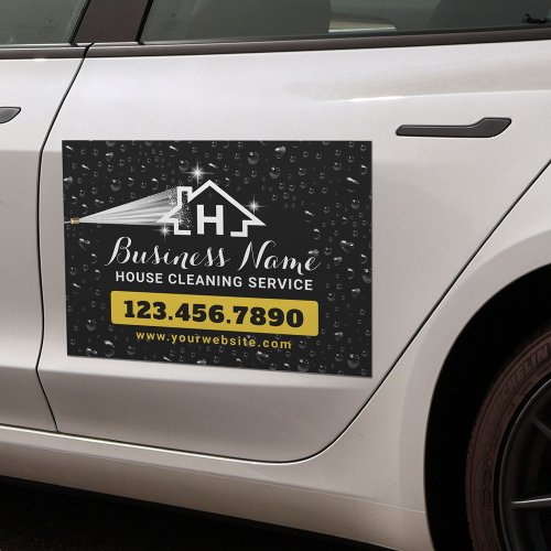 House Cleaning Pressure Washing House Logo Black Car Magnet