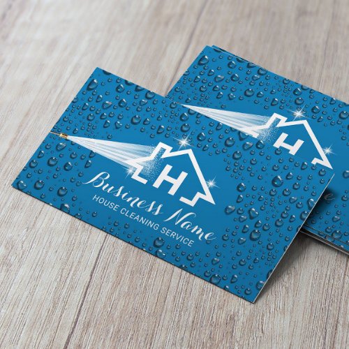 House Cleaning Pressure Washing Monogram Blue Business Card