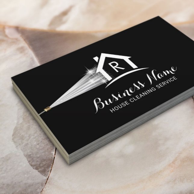 House Cleaning Pressure Washing Monogram House Business Card (Creator Uploaded)