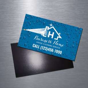 House Cleaning Pressure Washing Monogram Logo Business Card Magnet