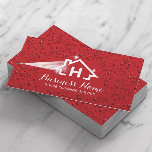 House Cleaning Pressure Washing Monogram Logo Red Business Card