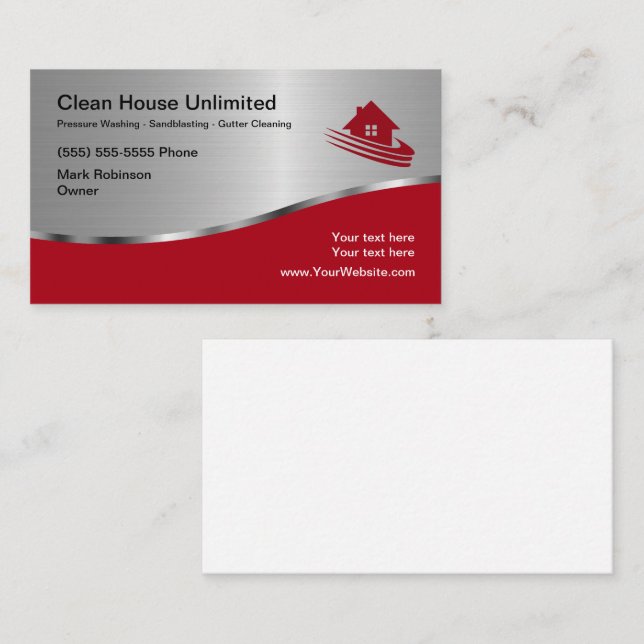 House Cleaning Pressure Washing Sandblasting Business Card (Front/Back)