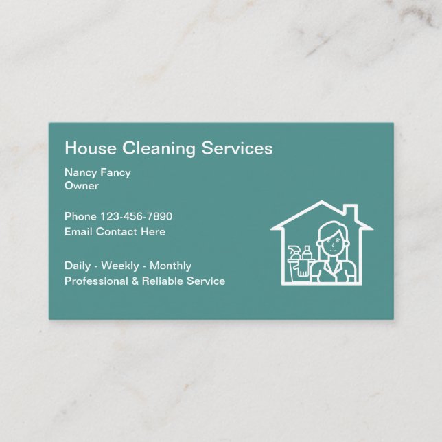 House Cleaning Professional Design Business Card (Front)