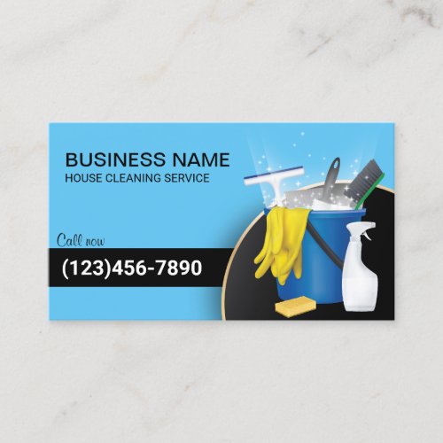 House Cleaning Professional Maid Service Blue Business Card