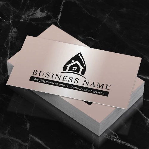 House Cleaning Professional Rose Gold Housekeeping Business Card