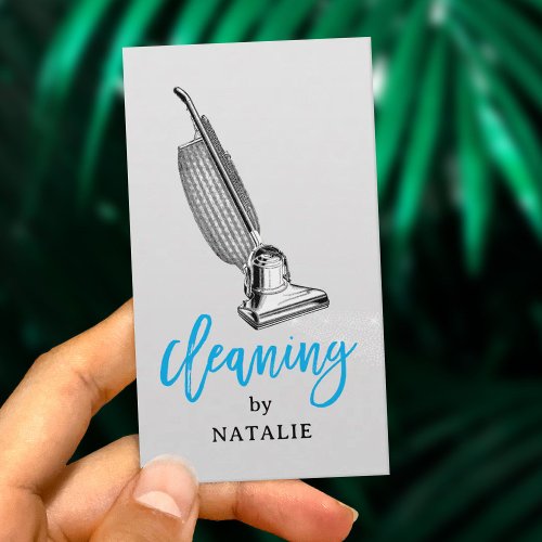 House Cleaning Retro Vacuum Cleaner Typography Business Card