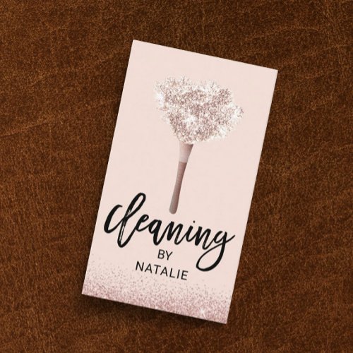House Cleaning Rose Gold Glitter Housekeeping Business Card