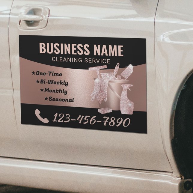 House Cleaning Rose Gold Glitter Housekeeping Car Magnet (Creator Uploaded)