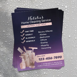 House Cleaning Rose Gold &amp; Purple Housekeeping Flyer