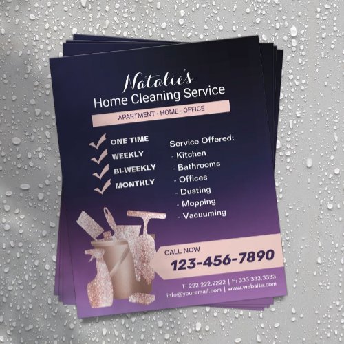 House Cleaning Rose Gold  Purple Housekeeping Flyer