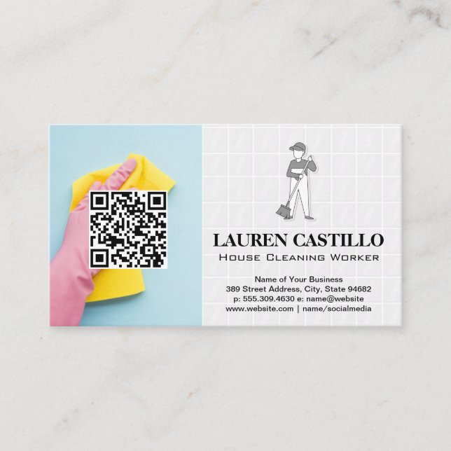 House Cleaning Sanitizing Services | QR Scan Business Card (Front)