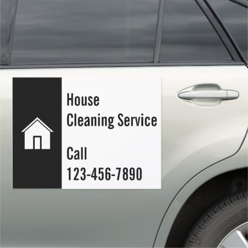 House Cleaning Service Black and White Promotional Car Magnet