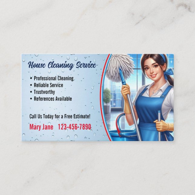 House Cleaning Service Business Cards (Front)